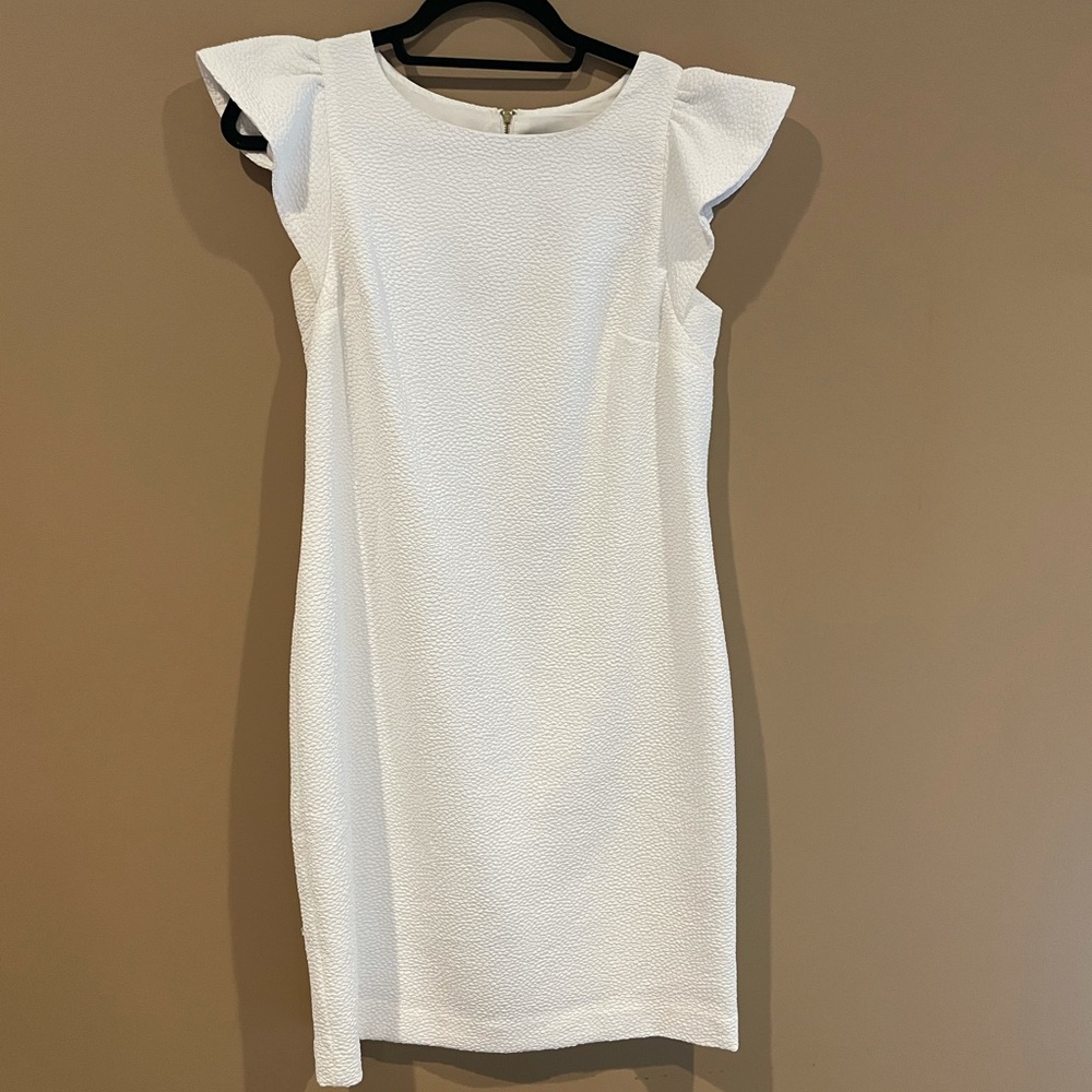 White flutter sleeve dress